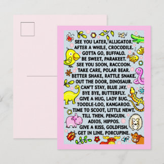 Cartão Postal Vejo Você Mais Tarde Jacaré Poema Divertido de Ade