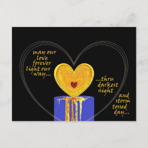 Cartão Postal Vela de Amor de Corações Aniversário de Casamento 