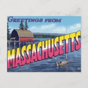 Cartão Postal Vela de Casa de Barcos de Massachusetts
