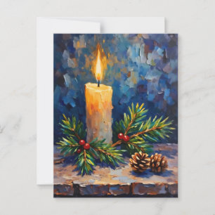 Cartão Postal Vela de Natal com pinheiro