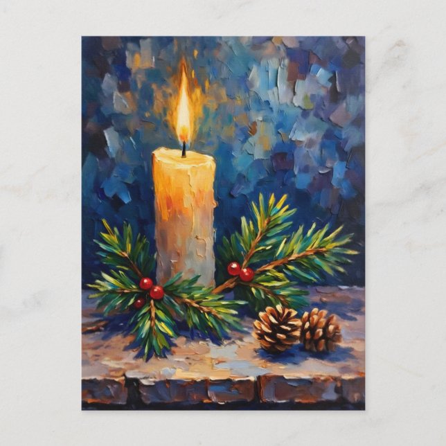 Cartão Postal Vela de Natal com pinheiro (Frente)