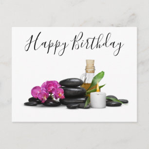 Cartão Postal Vela Pedra quente Orquídea Flor de Spa