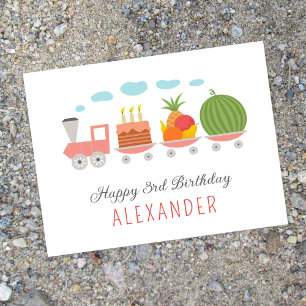 Cartão Postal Velas de Bolo de Comboio de Brinquedo aniversário