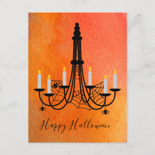 Cartão Postal Velas e aranhas do Dia das Bruxas
