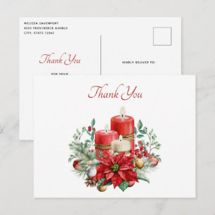 Cartão Postal Velas e Buquê Floral Natal Agradecimento