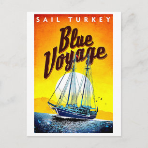 Cartão Postal Velas Turquia, navio turístico, mar Mediterrâneo