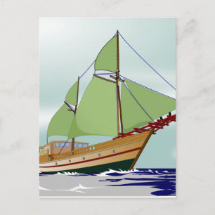 Cartão Postal Veleiro de madeira