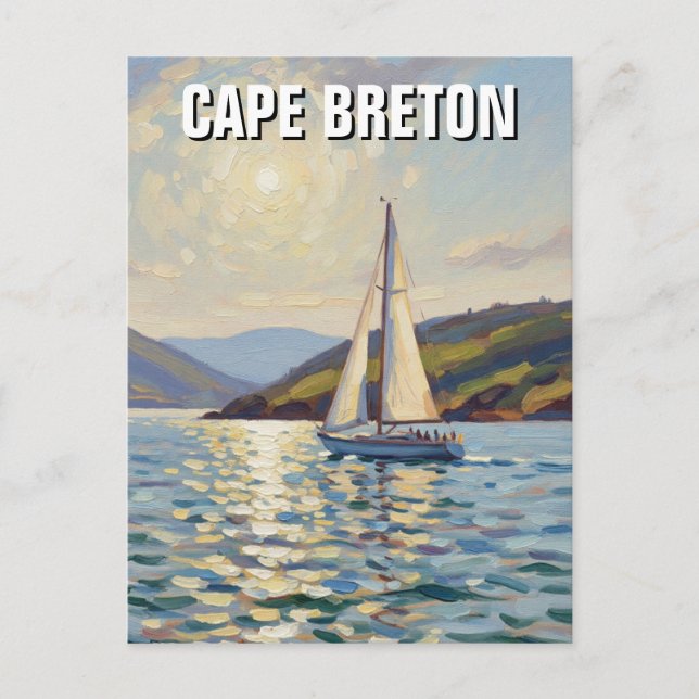 Cartão Postal veleiro na ilha de Cape Breton no Canadá (Frente)