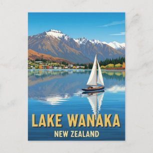Cartão Postal veleiro no lago Wanaka Nova Zelândia