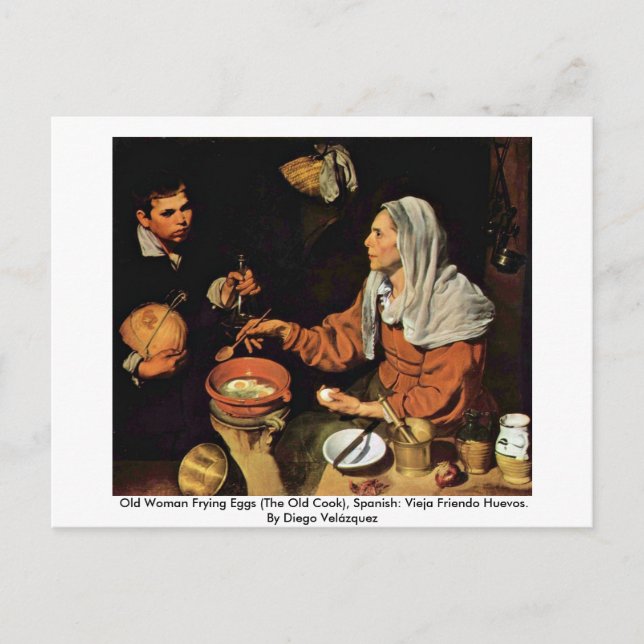 Cartão Postal Velha a Fritar Ovos (A Velha Cozinheira) (Frente)