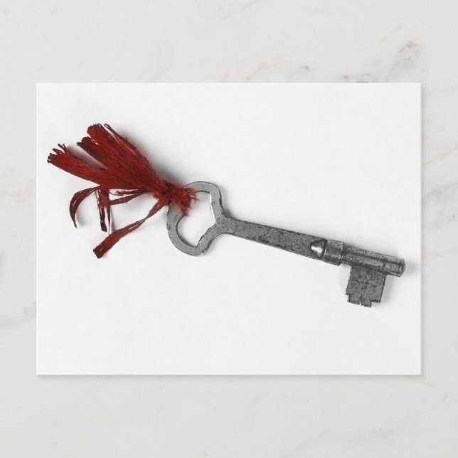 CARTÃO POSTAL VELHA CHAVE COM FITA VERMELHA (Frente)