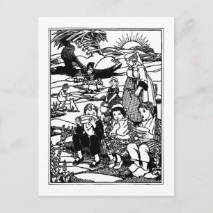 Cartão Postal Velha Mulher e Calçado Nursery Rhyme