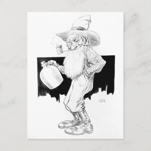 Cartão Postal Velho agricultor com relâmpago branco