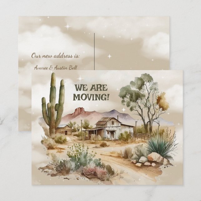 Cartão Postal Velho Cena Ocidental Estamos nos Movendo (Frente/Verso)