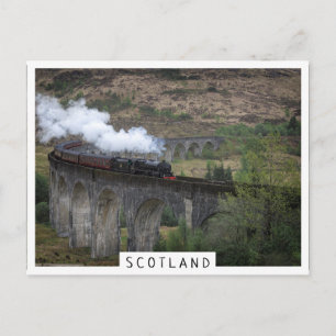 Cartão Postal Velho comboio a vapor em Glenfinnan Viaduct