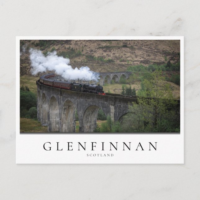 Cartão Postal Velho comboio a vapor em Glenfinnan Viaduct (Frente)