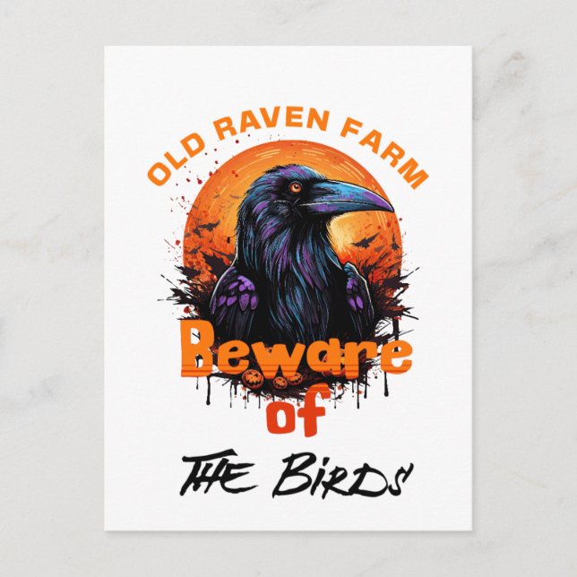 Cartão Postal Velho Corvo Spooky Halloween (Frente)