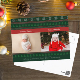 Cartão Postal Velho Natal Vermelho, Vermelho, 2 Crianças Foto