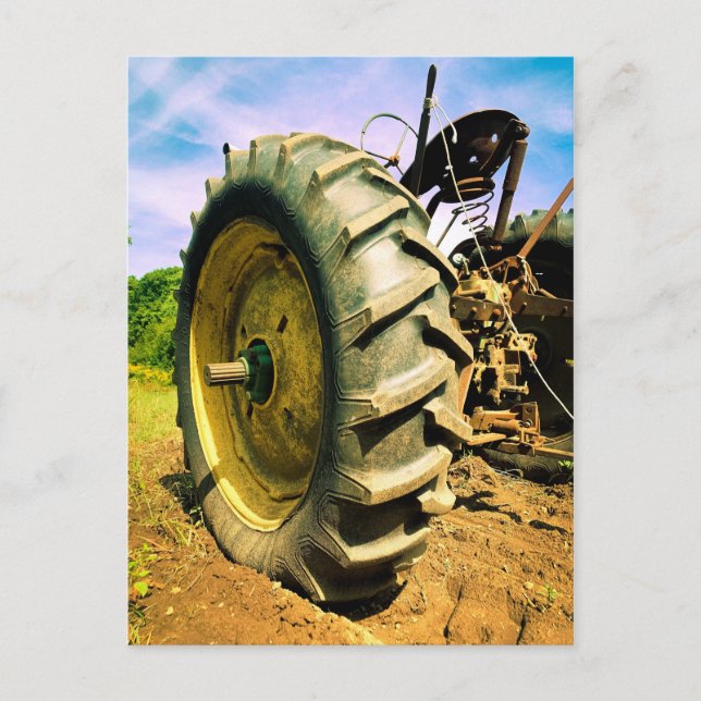 Cartão Postal Velho, Trabalhando John Deere Trator (Frente)