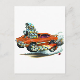 Cartão Postal velhos 1970-72 Carro Laranja 442