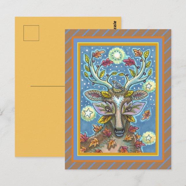 CARTÃO POSTAL VELOCIDADE DE ARTE FOLHA NA FLORESTA DO OUTONO, NE (Frente/Verso)