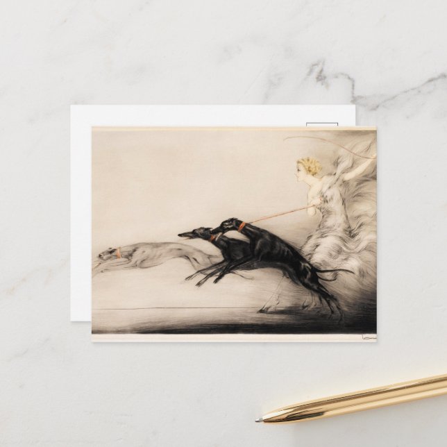 Cartão Postal Velocidade II, Vitesse, 1933, por Louis Icart (Frente/Verso In Situ)