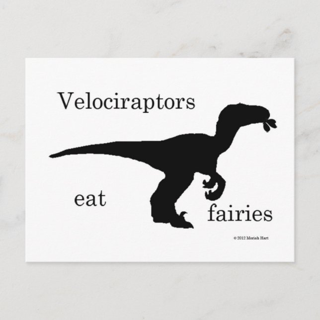Cartão Postal velociraptors comem fadas (Frente)