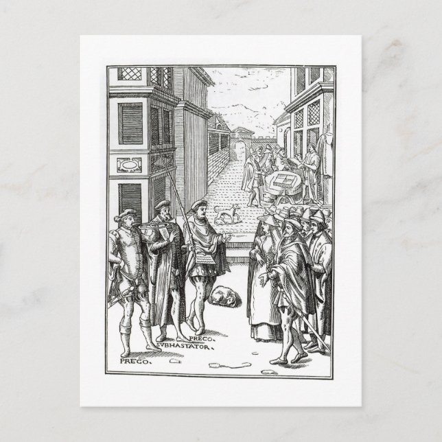 Cartão Postal Venda pelo Crier de cidade, após um woodcut 'no (Frente)