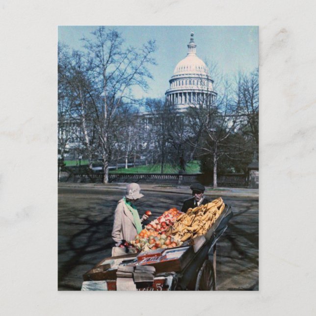 Cartão Postal Vendas de produtos da Cart, Washington DC, 1920 (Frente)