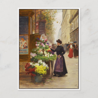 Cartão Postal Vendedor de Flores em Paris por Victor Gilbert