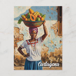Cartão Postal Vendedor de frutas da Palenquera em Cartagena Colô