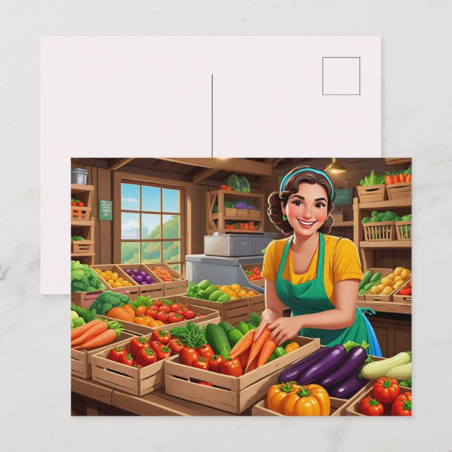 Cartão Postal Vendedor de legumes divertido para qualquer finali (Frente/Verso)