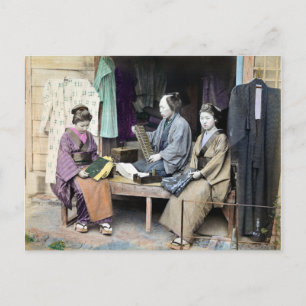 Cartão Postal Vendedor de Tecidos do Japão 1870
