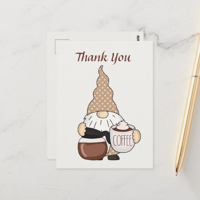 Cartão Postal Vendedores de cafeteria de gnomo fofo adicionam te (Frente/Verso In Situ)