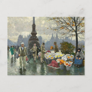 Cartão Postal Vendedores de flores Paul Fischer