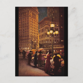 Cartão Postal Vendedores de Flores perto do Call Building