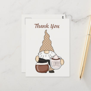 Cartão Postal Vendedores de loja de café gnomo fofo adicionam te