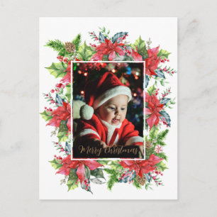Cartão Postal Veneração de Natal em aquarela com Posto de poinse