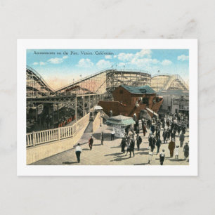 Cartão Postal Veneza, Califórnia Amusements No Pier Vintage