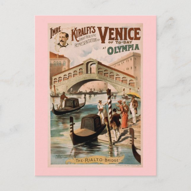 Cartão Postal "Veneza de hoje" Teatro Vintage (Frente)