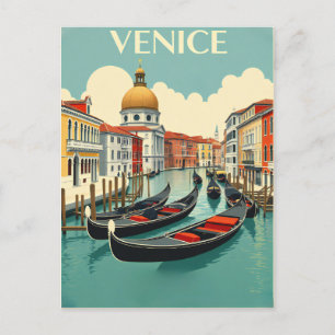 Cartão Postal Veneza Gondolas - Viagens vintage