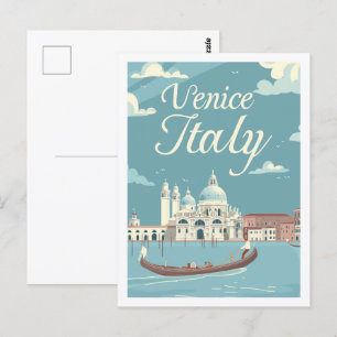 Cartão Postal Veneza Itália Antigo Lugar de Viagem Famoso