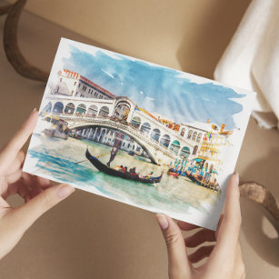 Cartão Postal Veneza, Itália - Aquarela
