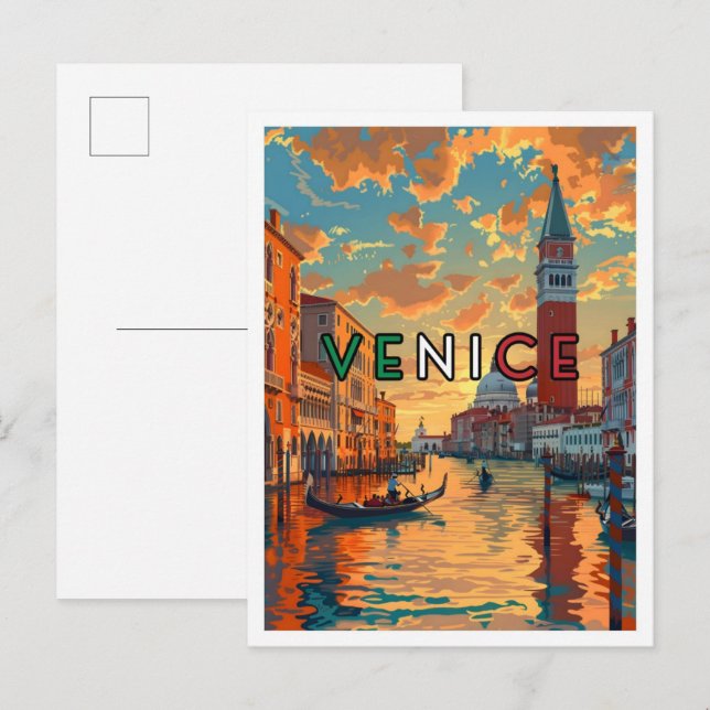 Cartão Postal Veneza Itália Art Viagens vintage (Frente/Verso)