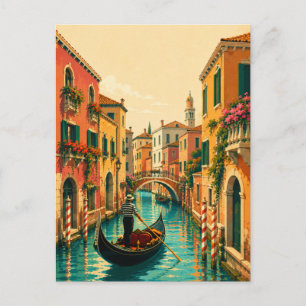 Cartão Postal Veneza Itália Canal Veneziano Gondola Lembrança