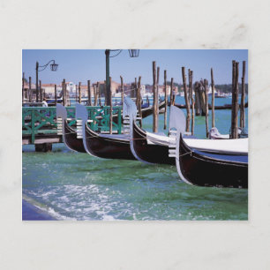 Cartão Postal Veneza Itália Gondola Boats ~ Italiano Romance