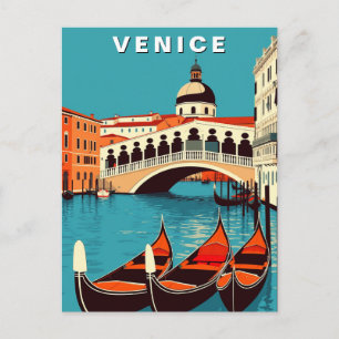 Cartão Postal Veneza Itália Gôndola Canal Vintage