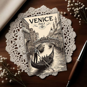 Cartão Postal Veneza Itália Gôndola Viagem Vintage