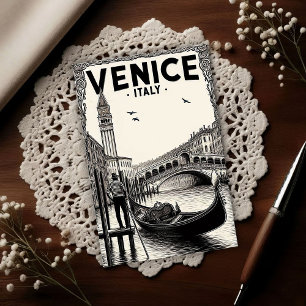 Cartão Postal Veneza Itália Gôndola Viagem Vintage 