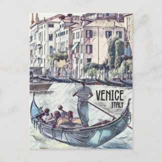 Cartão Postal Veneza Itália Gondola Vintage estilo Viagem mundia